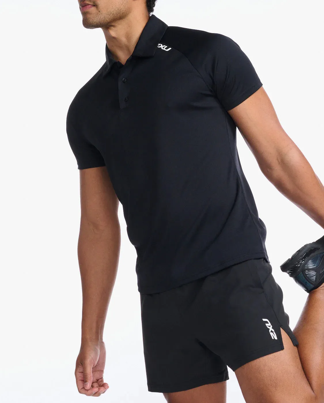 2XU Mens Aspire Polo - Black/White