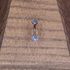 Arctic Blue Swarovski Crystal Navel in a Prong Setting  (4mm/4mm)