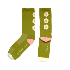 Athletic Daisy Chain Socks - Avocado