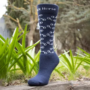 Black Horse Wool Socks - Navy/Cream Bits