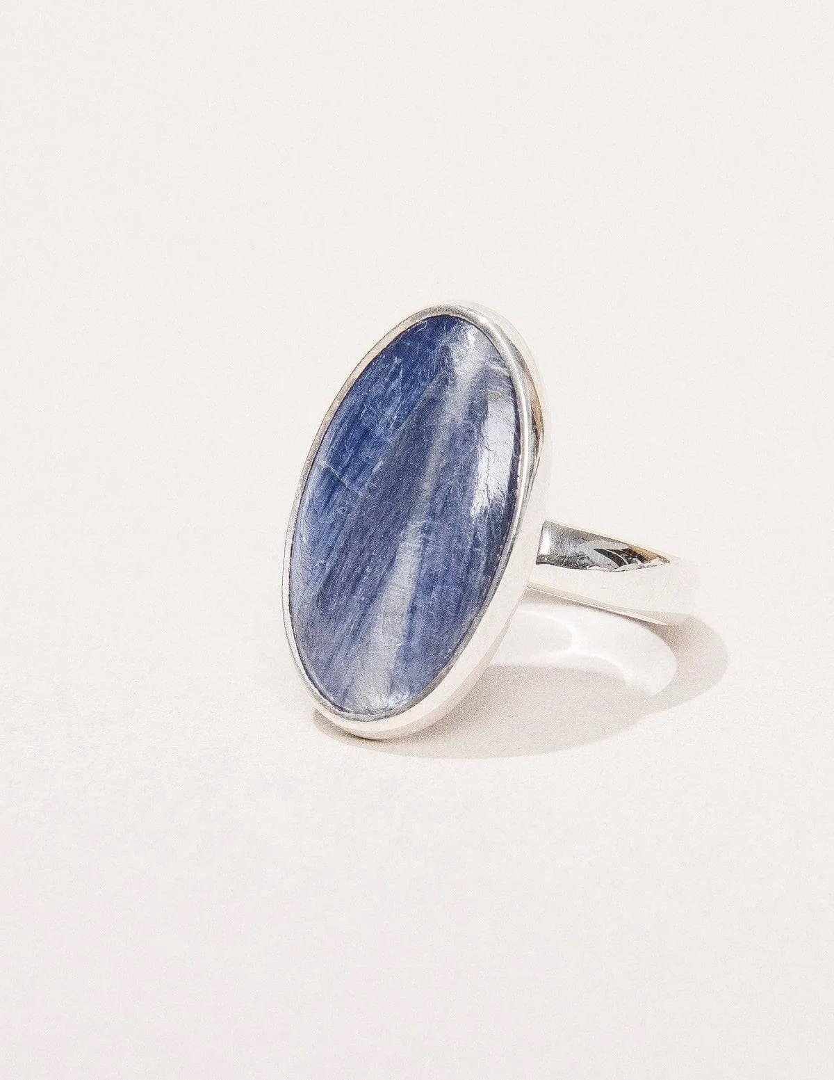 Blue Kyanite Oval Gemstone Ring - Adjustable