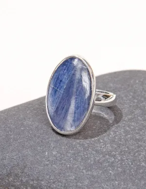 Blue Kyanite Oval Gemstone Ring - Adjustable