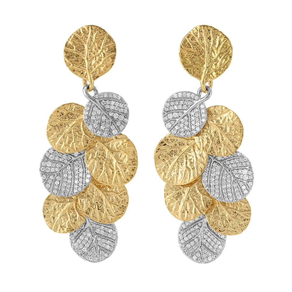 Botanical Leaf Earrings with Diamonds