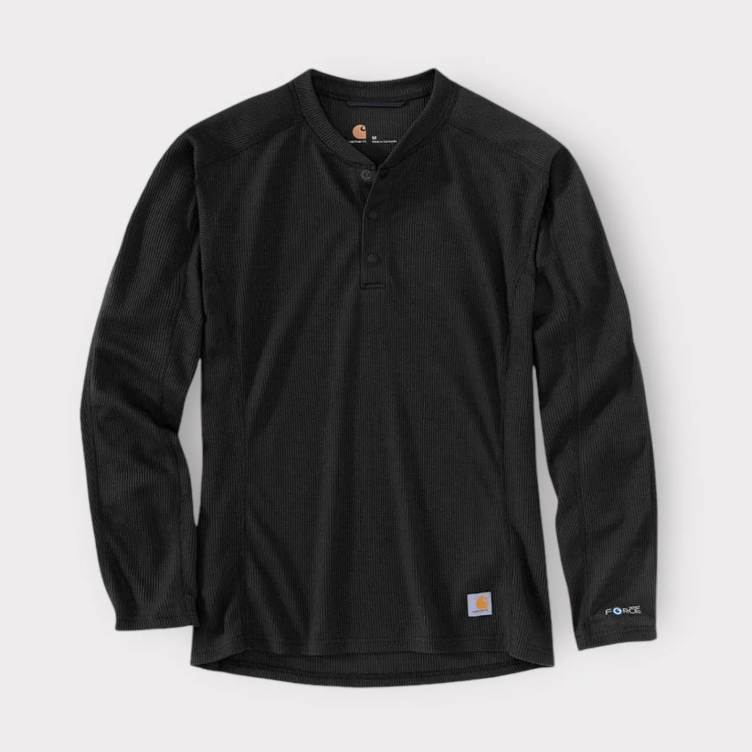 Carhartt Mens Base Force Midweight Classic Henley Top | Black | NWT