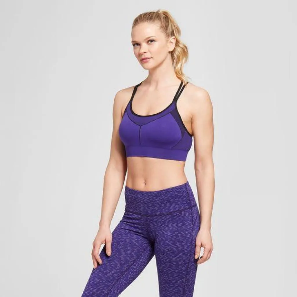 Champion N9753 Seamless Strappy Cami Sports Bra X-SMALL Violet NWT