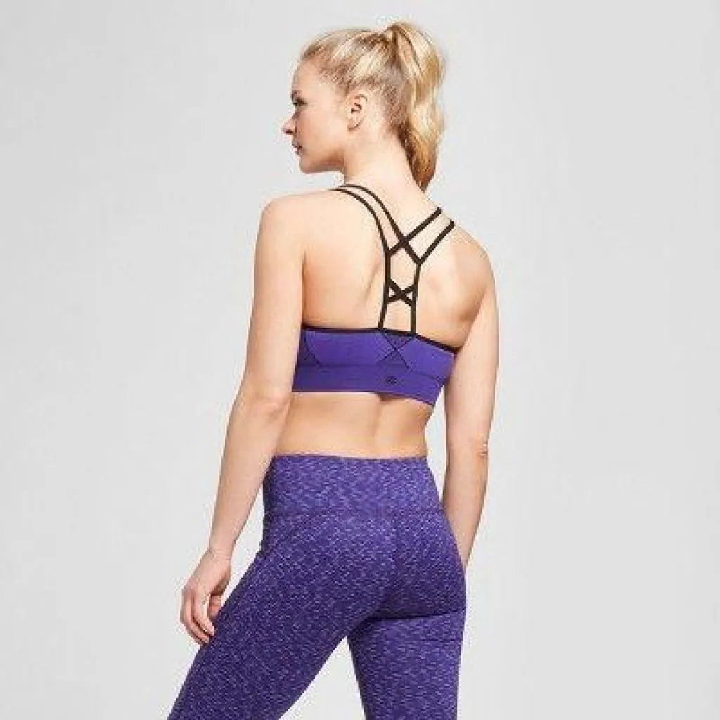 Champion N9753 Seamless Strappy Cami Sports Bra X-SMALL Violet NWT