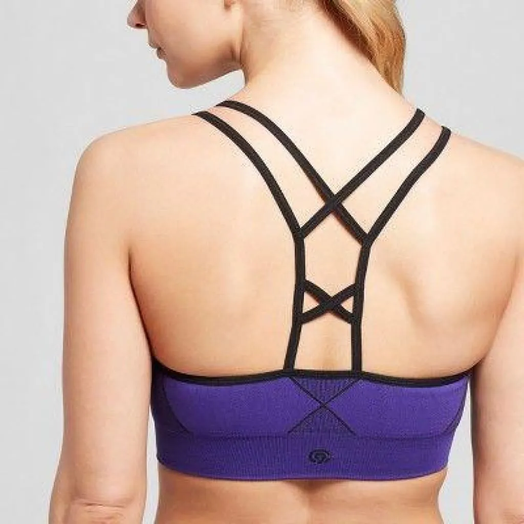 Champion N9753 Seamless Strappy Cami Sports Bra X-SMALL Violet NWT