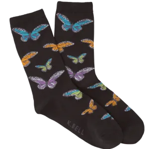 Colorful Butterflies Socks  Women's Crew Sock