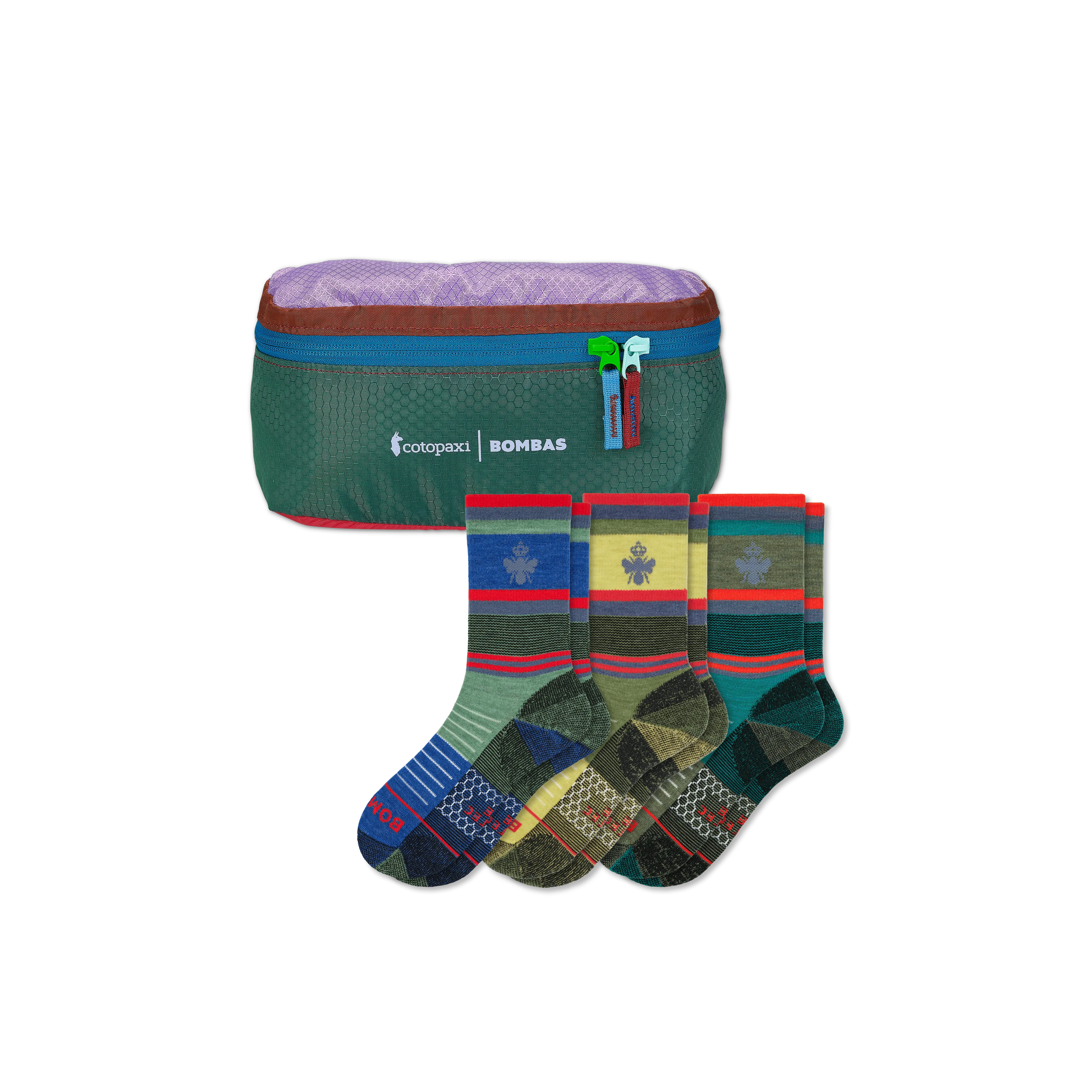 Cotopaxi x Bombas Merino Wool Blend Hiking Calf Sock 3-Pack & Fanny Pack