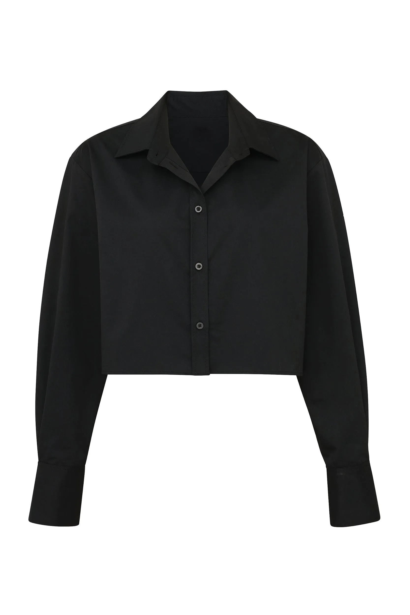 Cropped Button Up - Black