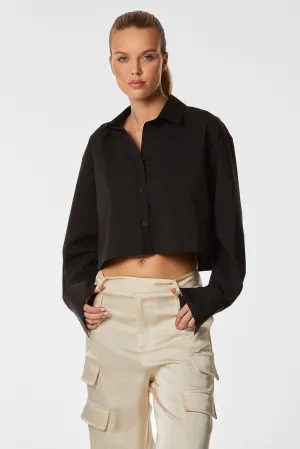 Cropped Button Up - Black