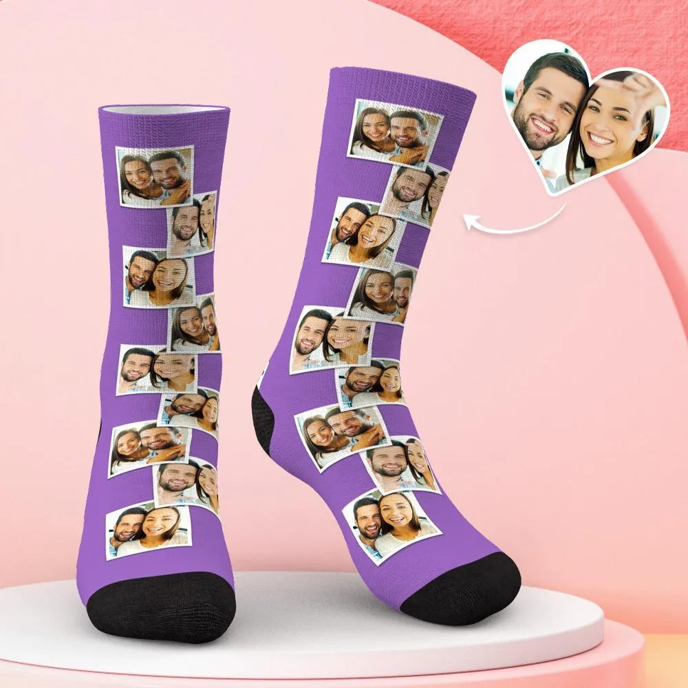 Custom Multi Photo Socks Gifts for Lovers