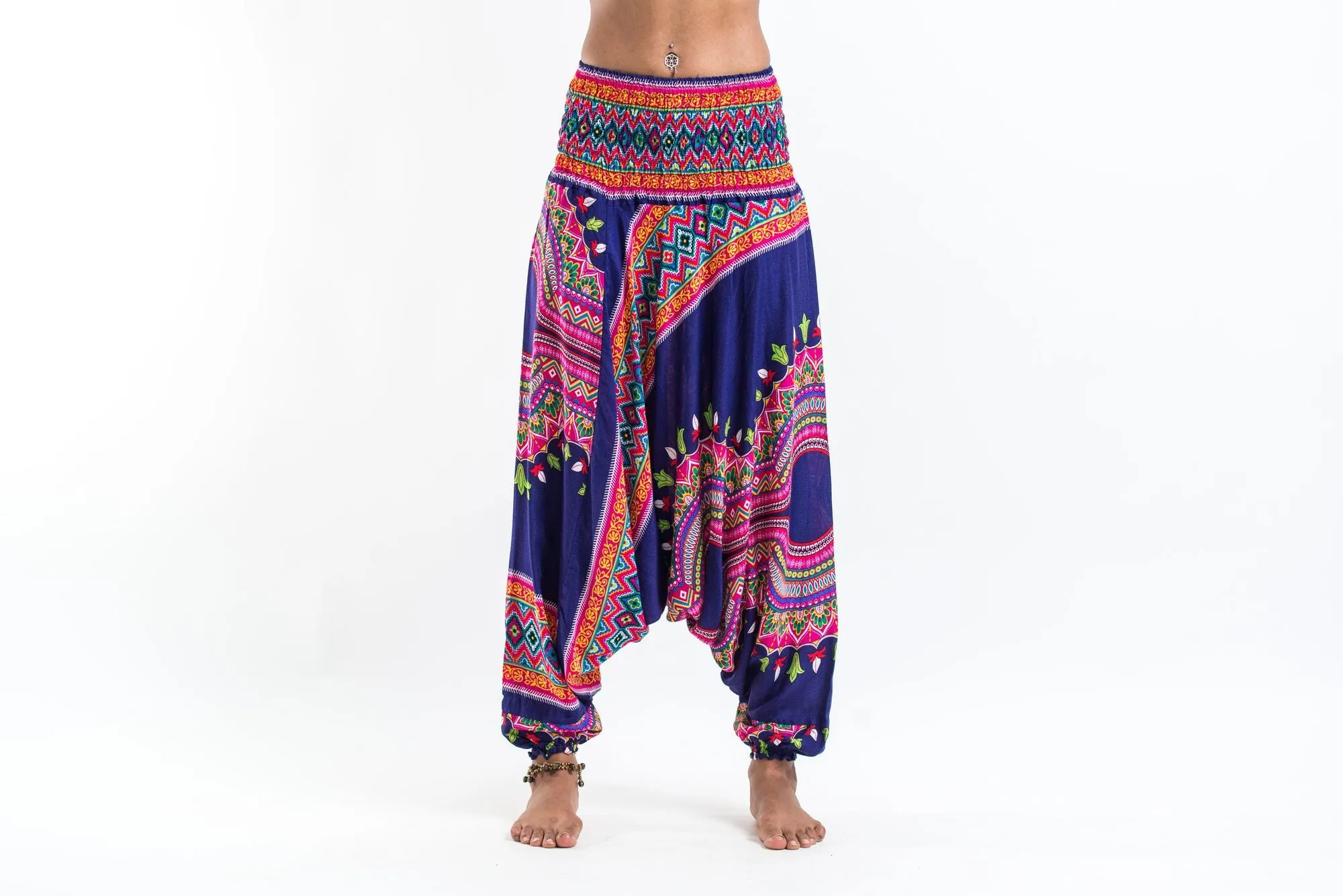 Dashiki Prints 2-in-1 Jumpsuit Harem Pants in Navy