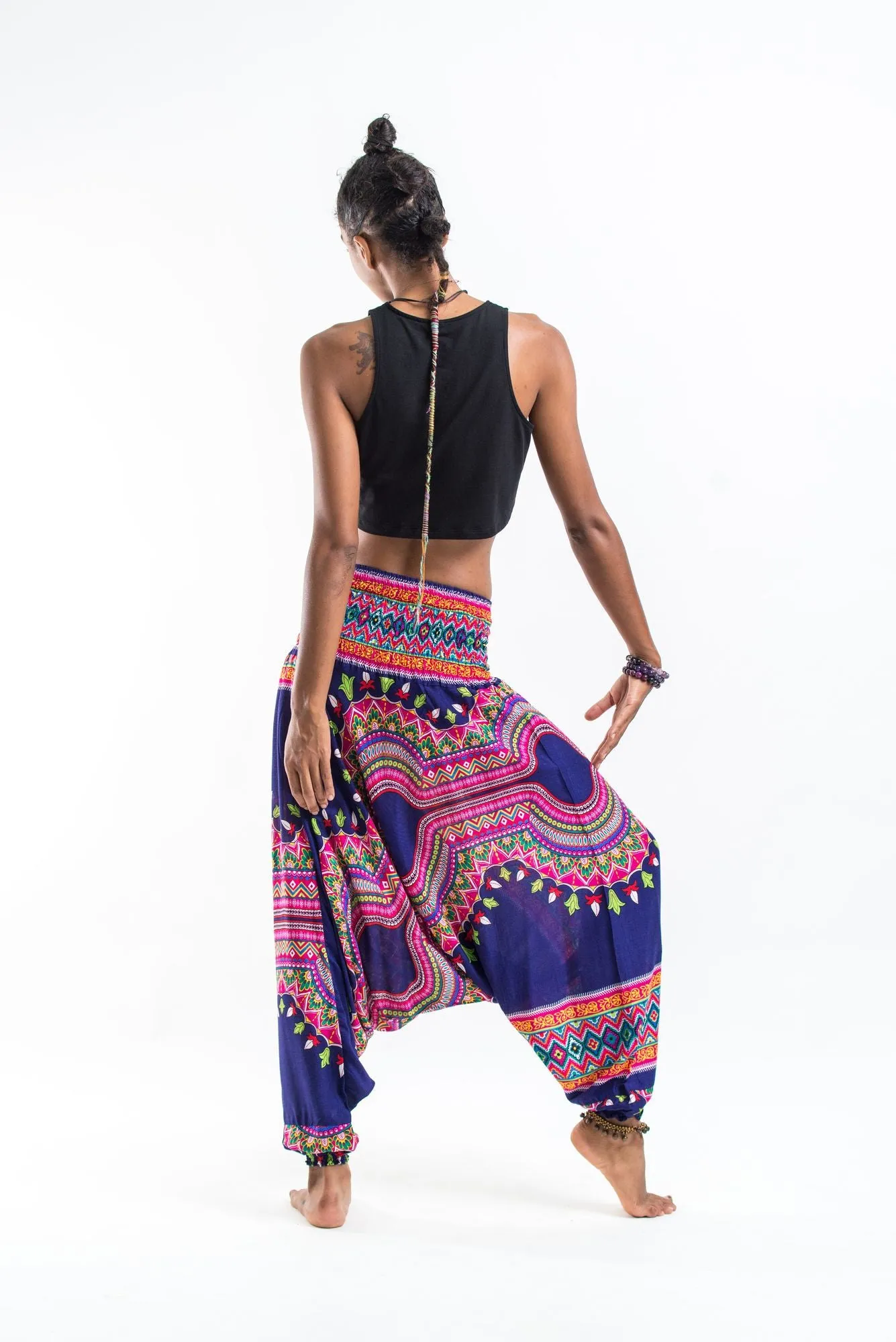 Dashiki Prints 2-in-1 Jumpsuit Harem Pants in Navy