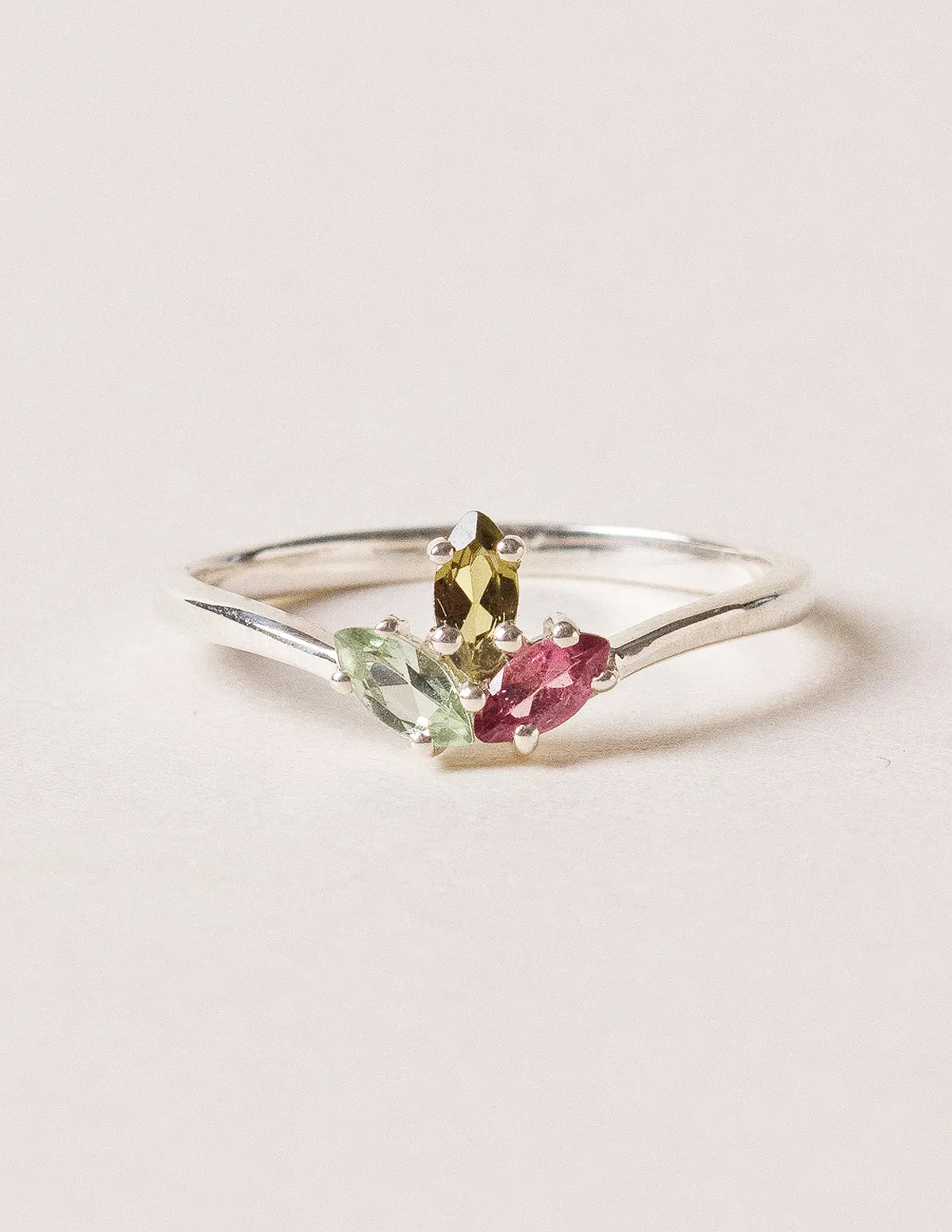 Delicate Rainbow Tourmaline Gemstone Ring - Size 7