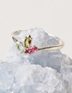 Delicate Rainbow Tourmaline Gemstone Ring - Size 7