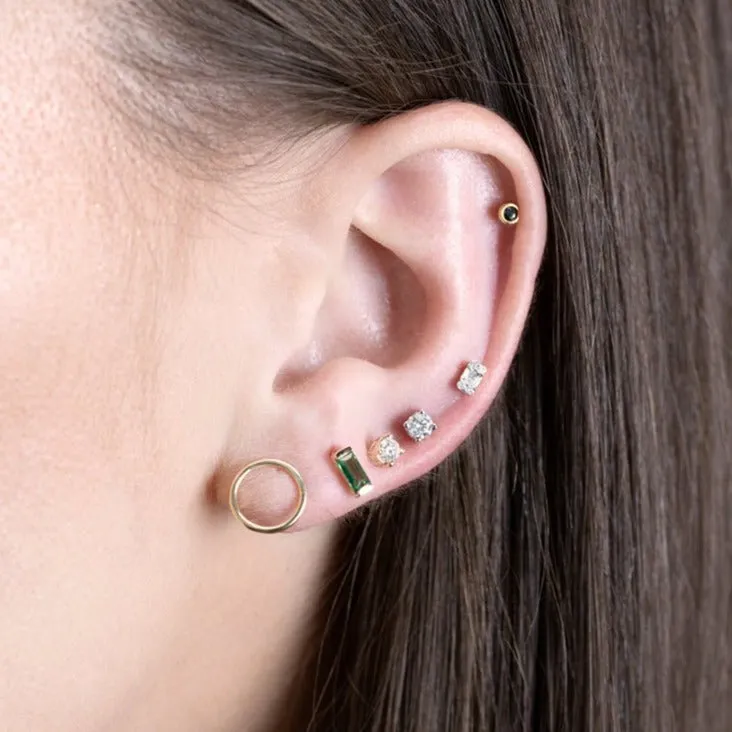 Emerald Baguette Stud Earrings