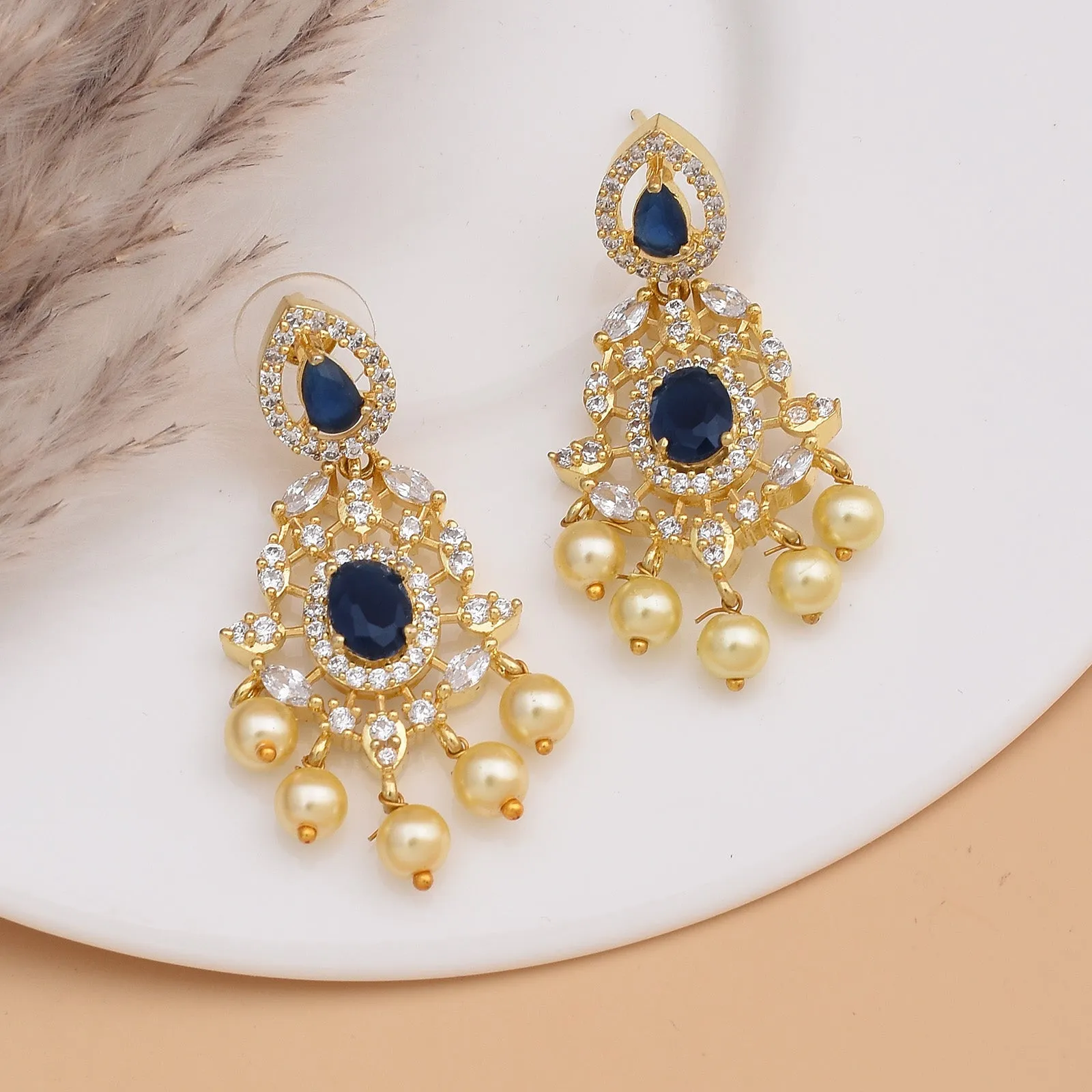 Eric Gold Plated Cz Dangler Earrings - CZE