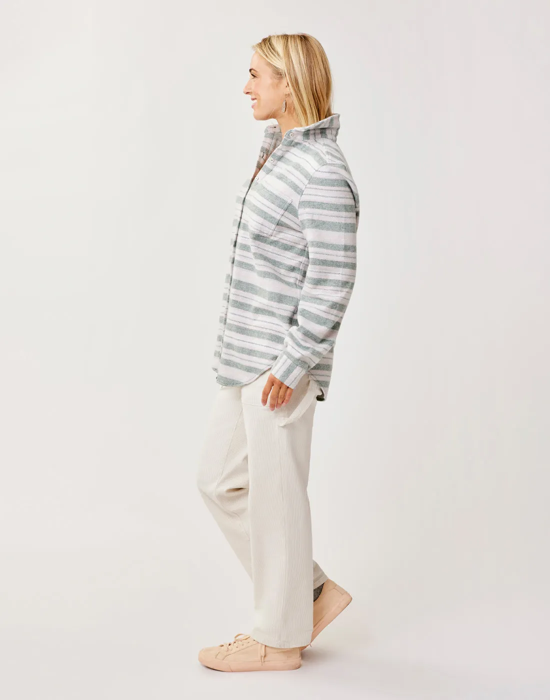 Fairbanks Supersoft Shirt: Cilantro Block Stripe