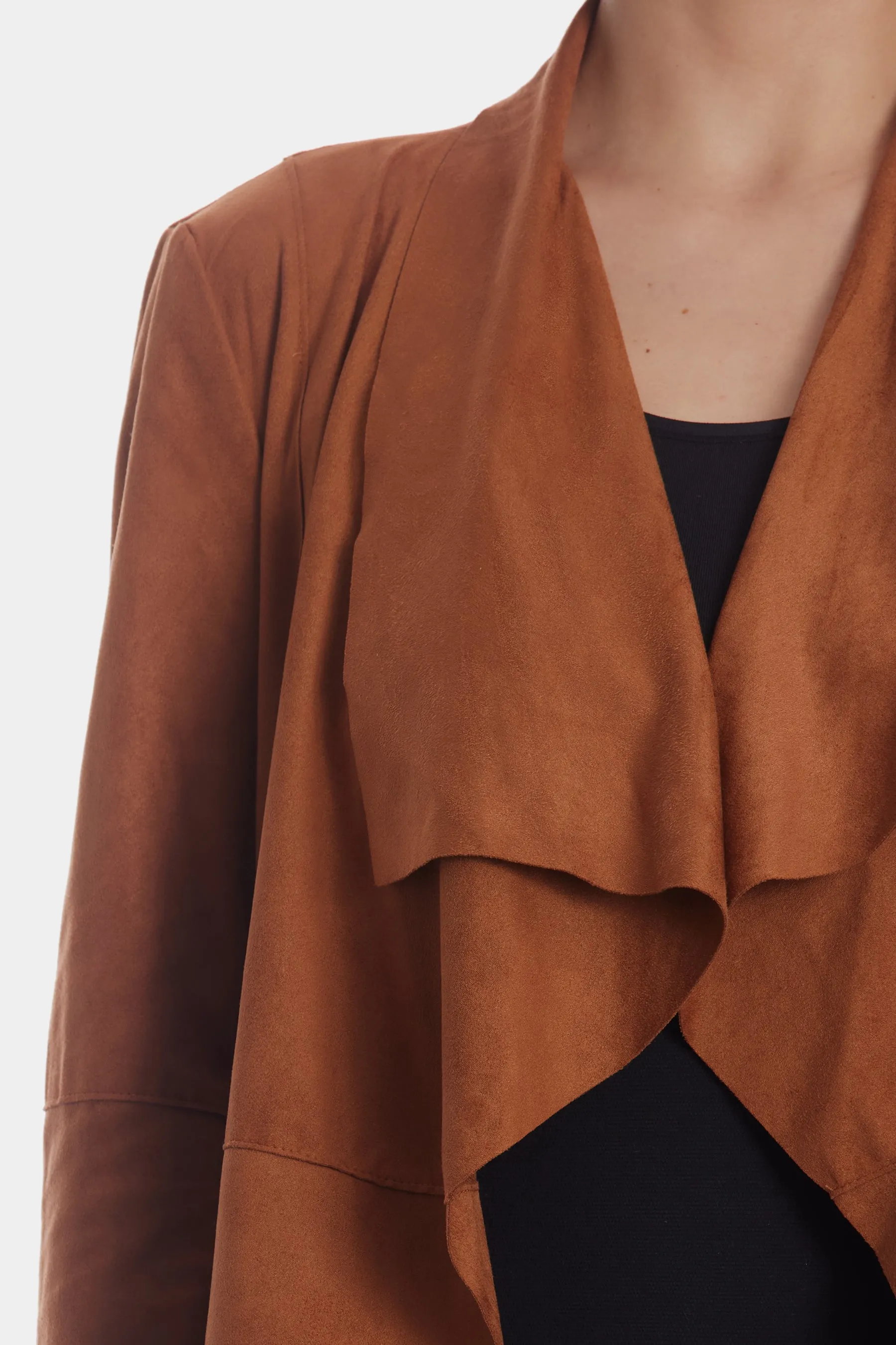 Faux Suede Draped Moto Jacket