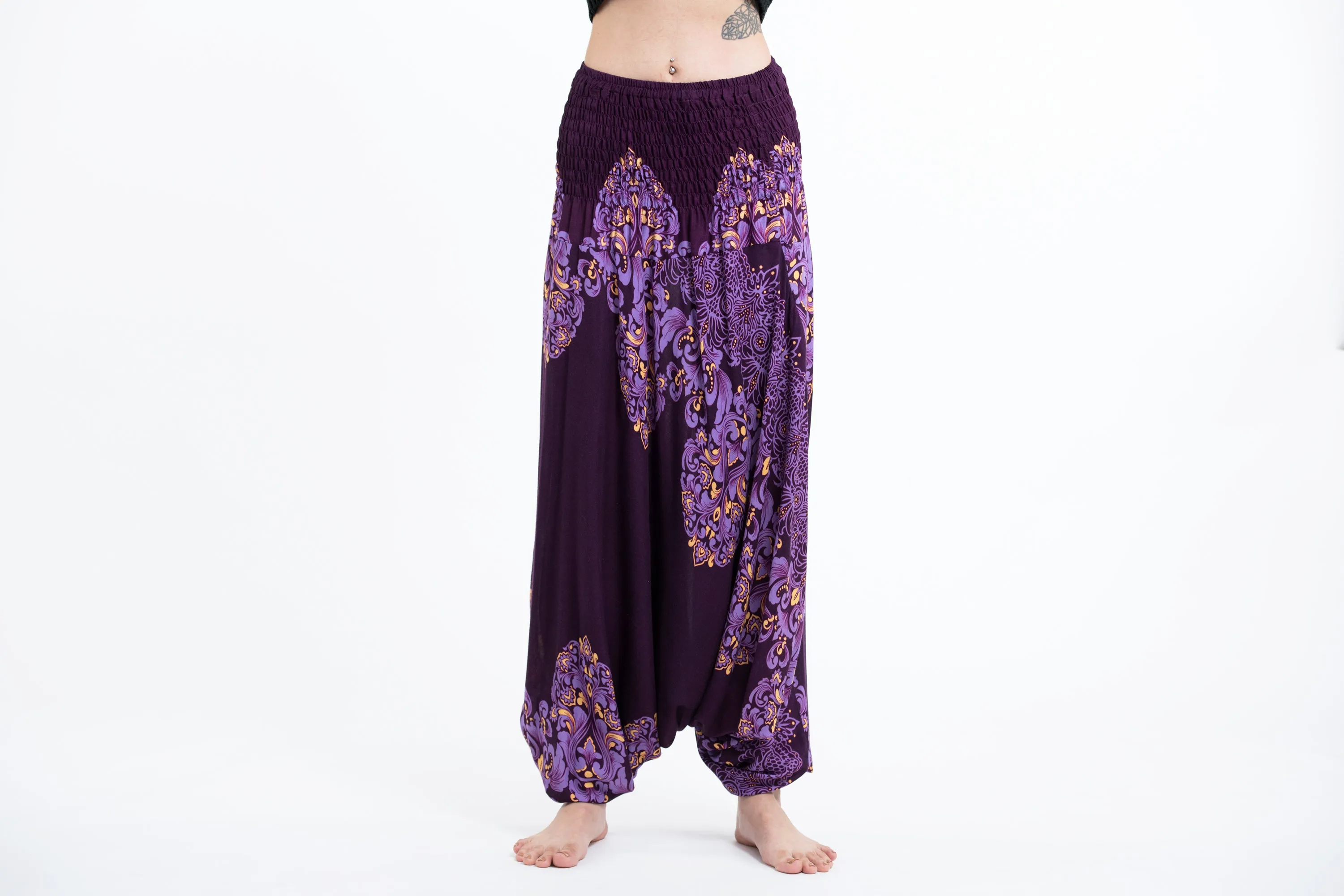 Floral Vines 2-in-1 Jumpsuit Harem Pants in Purple