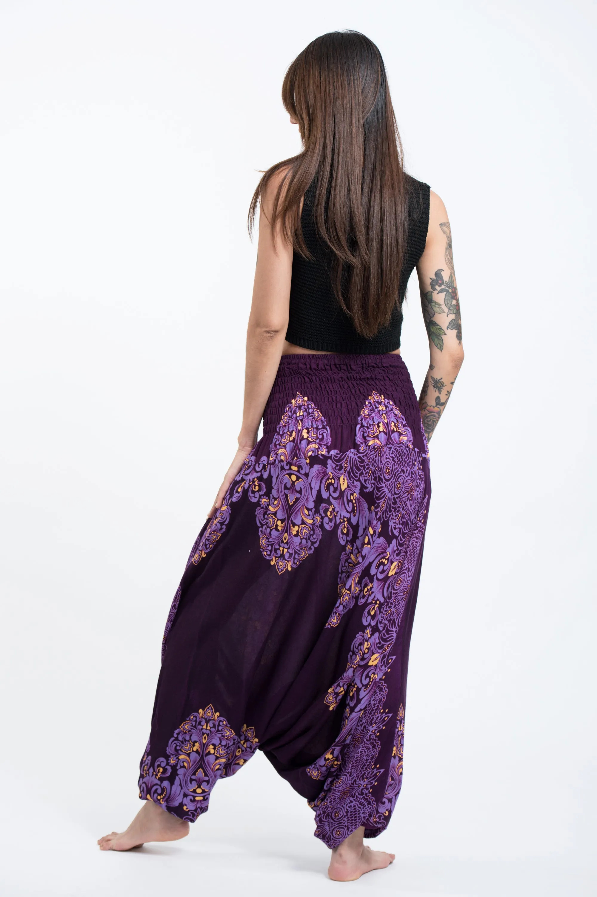 Floral Vines 2-in-1 Jumpsuit Harem Pants in Purple