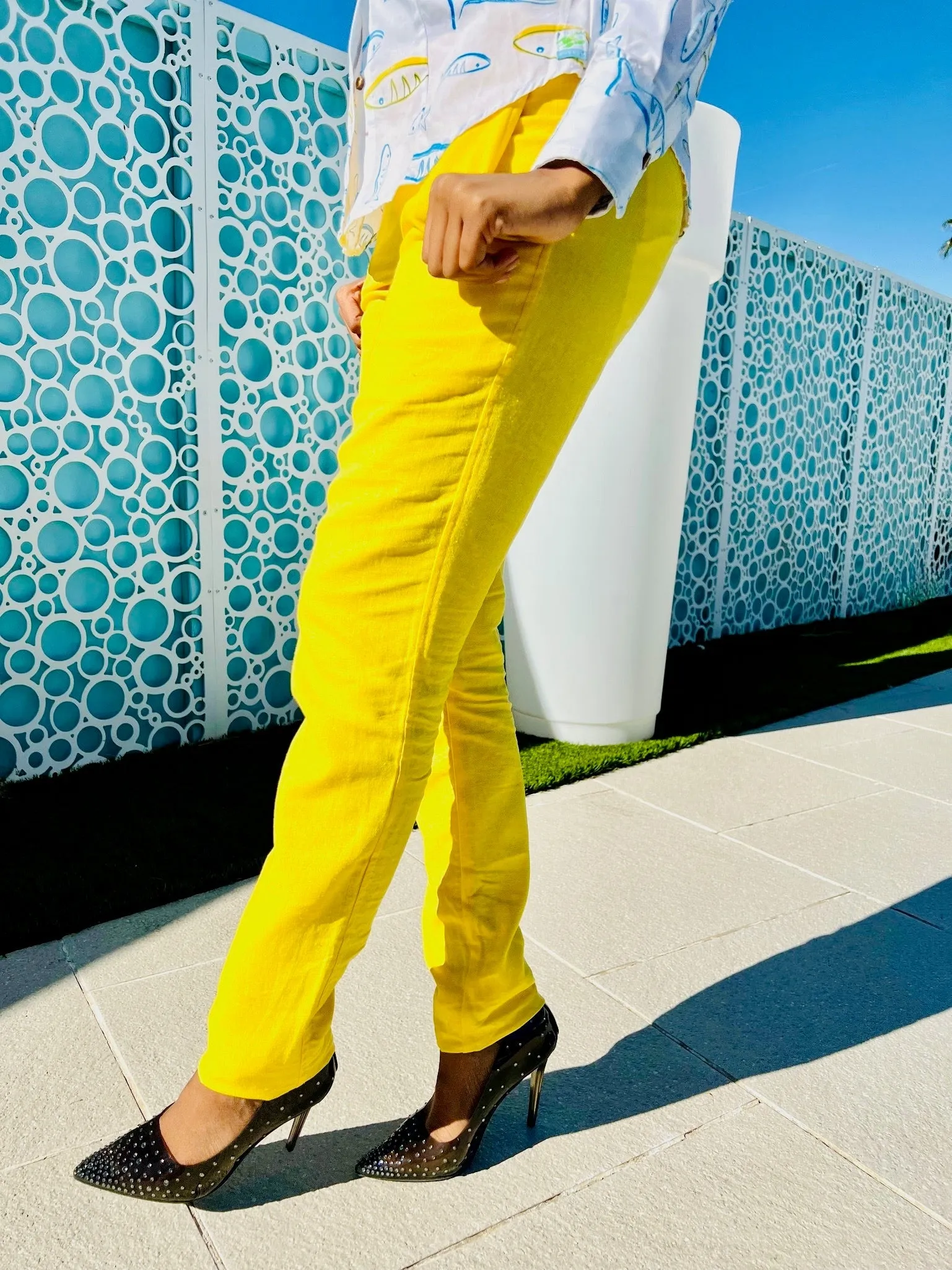 fly yellow linen trouser