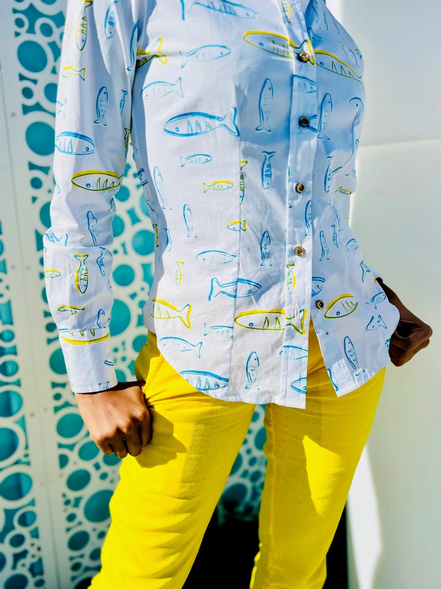 fly yellow linen trouser