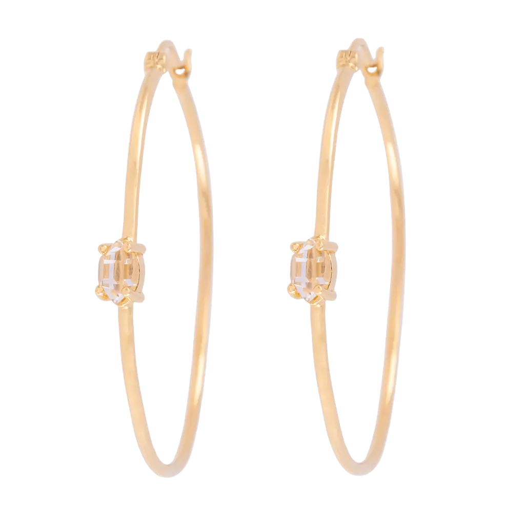 Herkimer Diamond Quartz Hoop Earrings