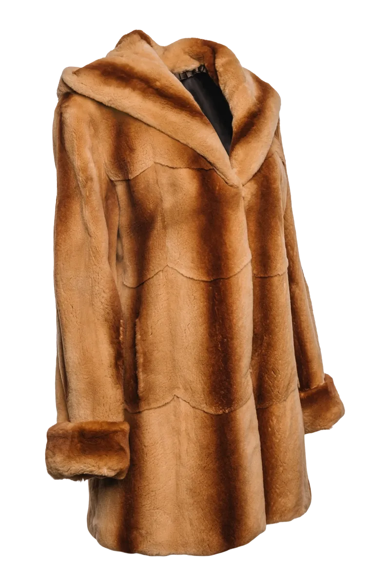 Hooded Plucked Mink Fur Jacket