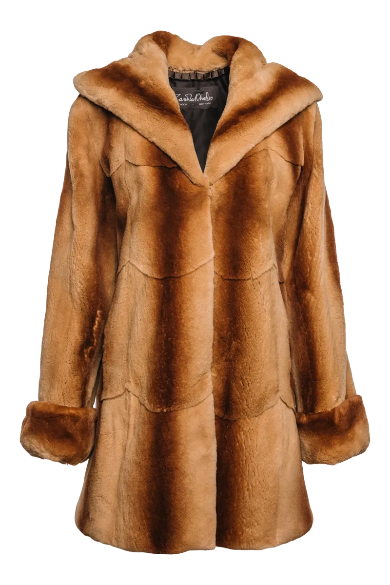 Hooded Plucked Mink Fur Jacket