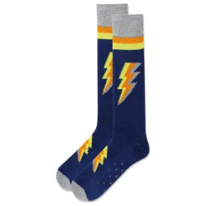 Hot Sox Mens Lightning Bolt Non-Skid Slipper Sock