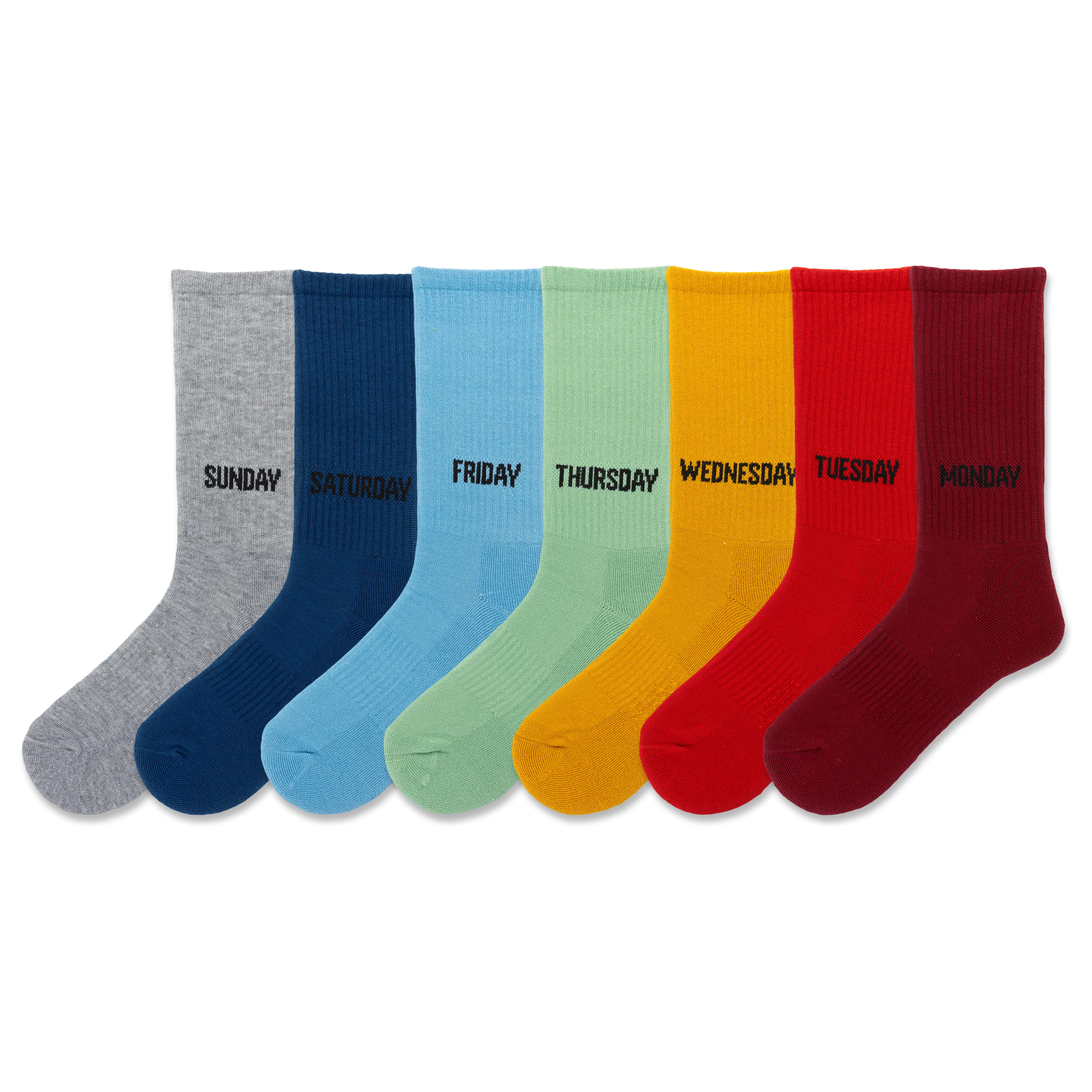 HOTSOX Unisex Days of the Week Crew Sock 7 Pack