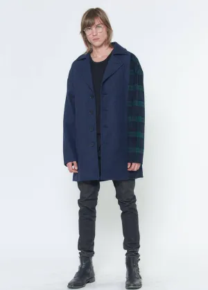 Konus Men's Oversize Wool Blend Coat in Navy