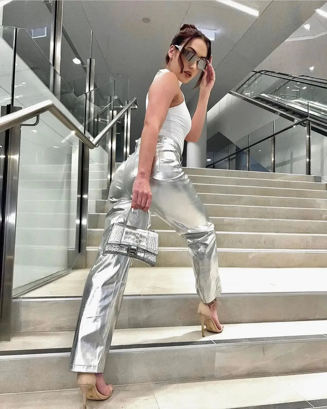 LUPE METALLIC VEGAN TROUSERS