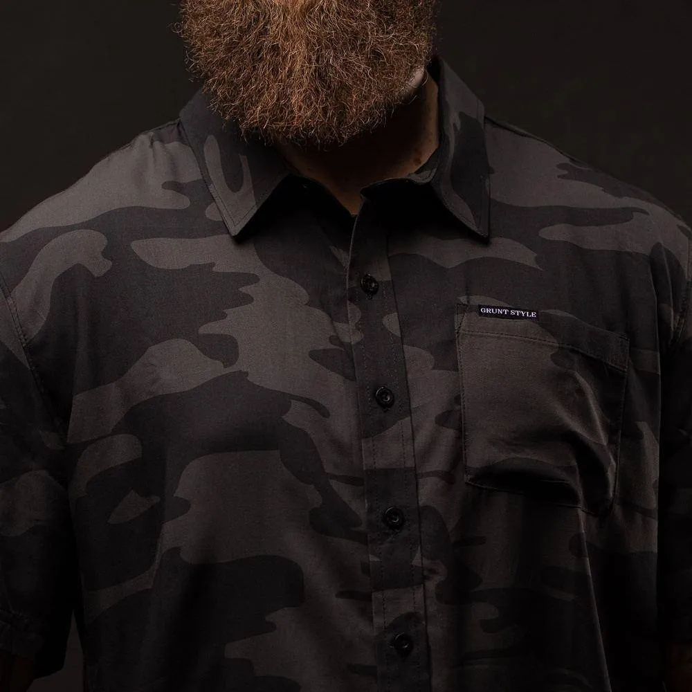 Men's At Ease Button Down - Black Camo