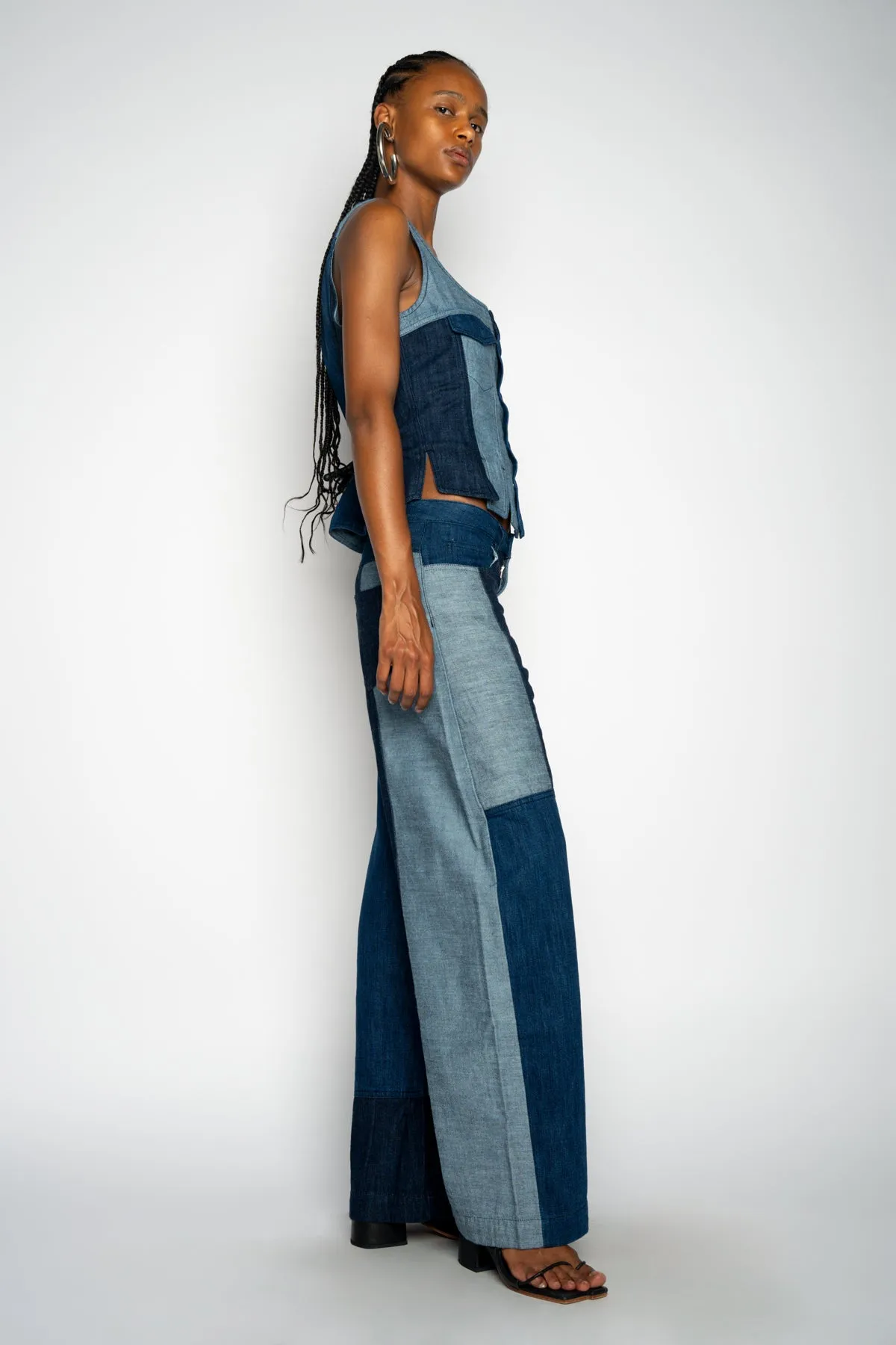 MIXED DENIM BOYFRIEND TROUSERS