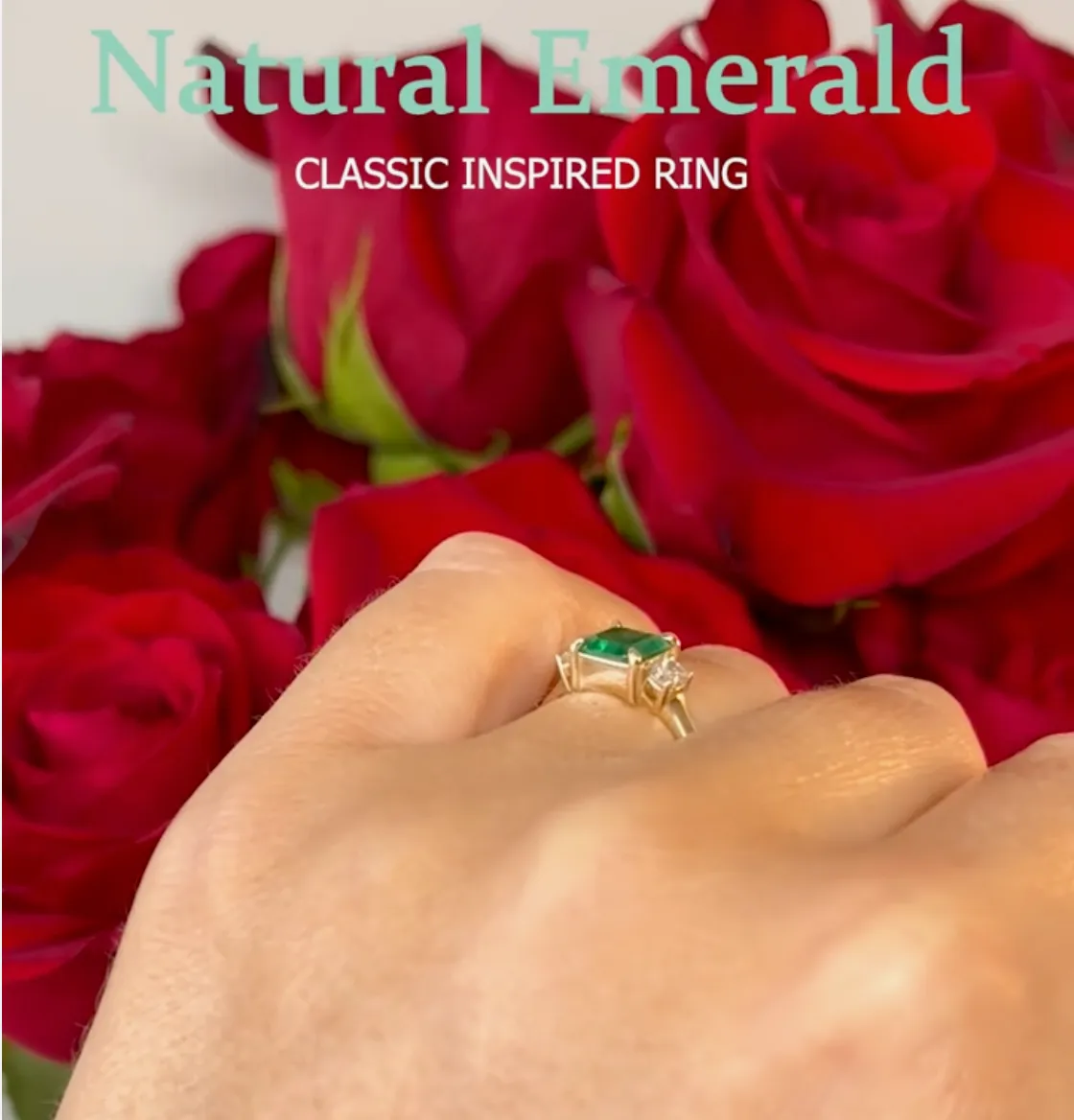 Natural Colombian Emerald 3 stone Engagement Ring IGI certified