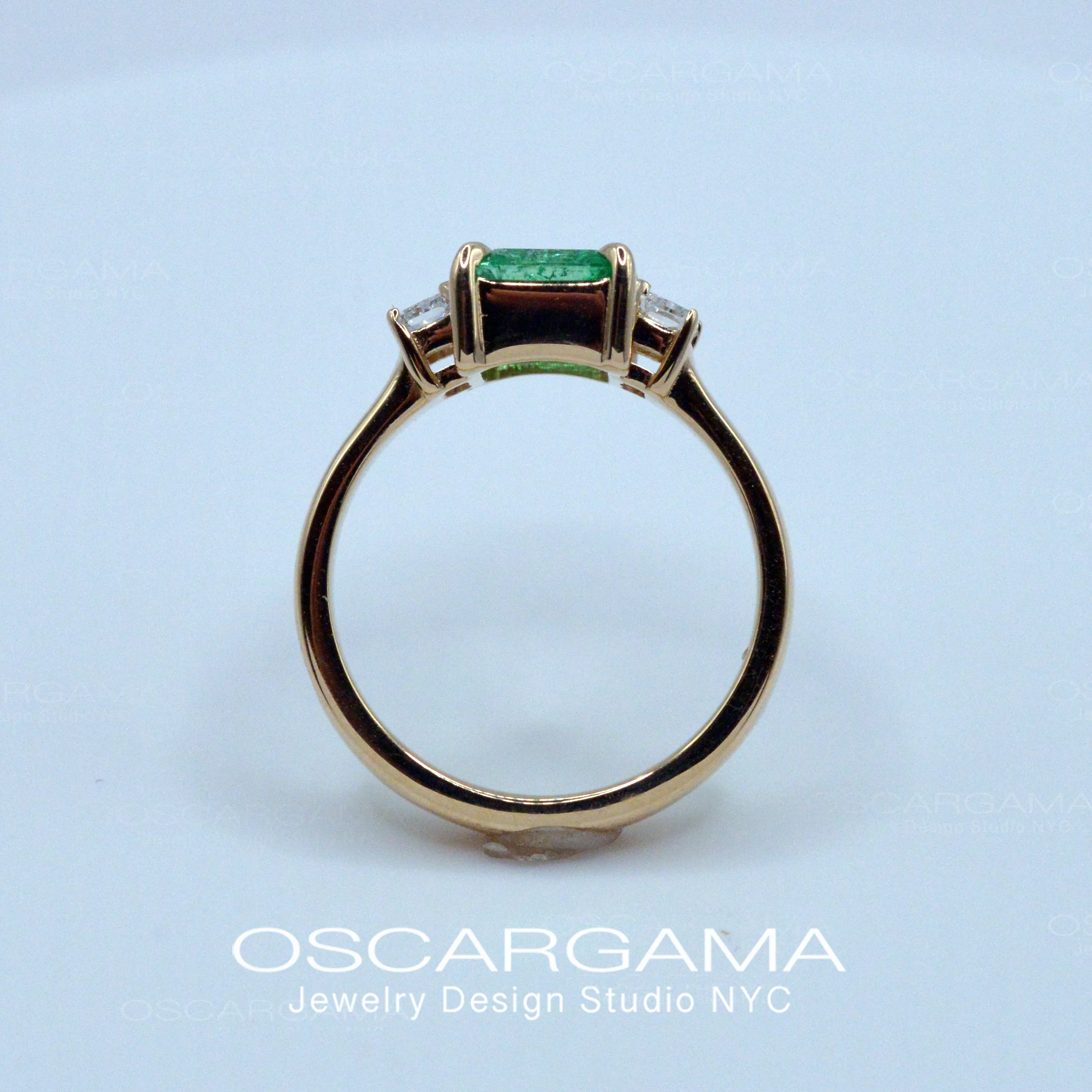 Natural Colombian Emerald 3 stone Engagement Ring IGI certified