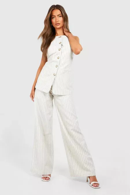 Pinstripe Textured Trousers