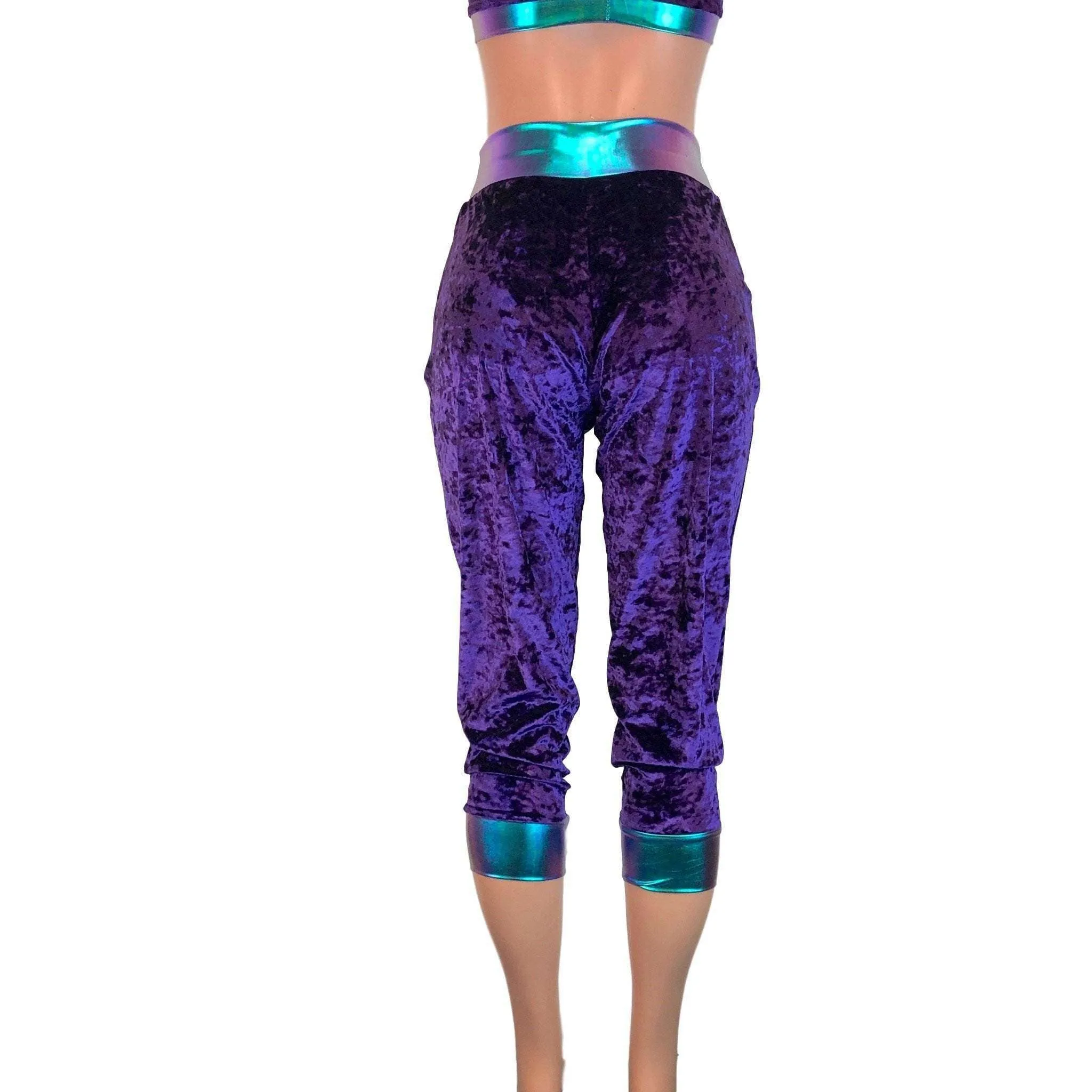 Purple Crushed Velvet/Oil Slick Joggers w/ Pockets Women's