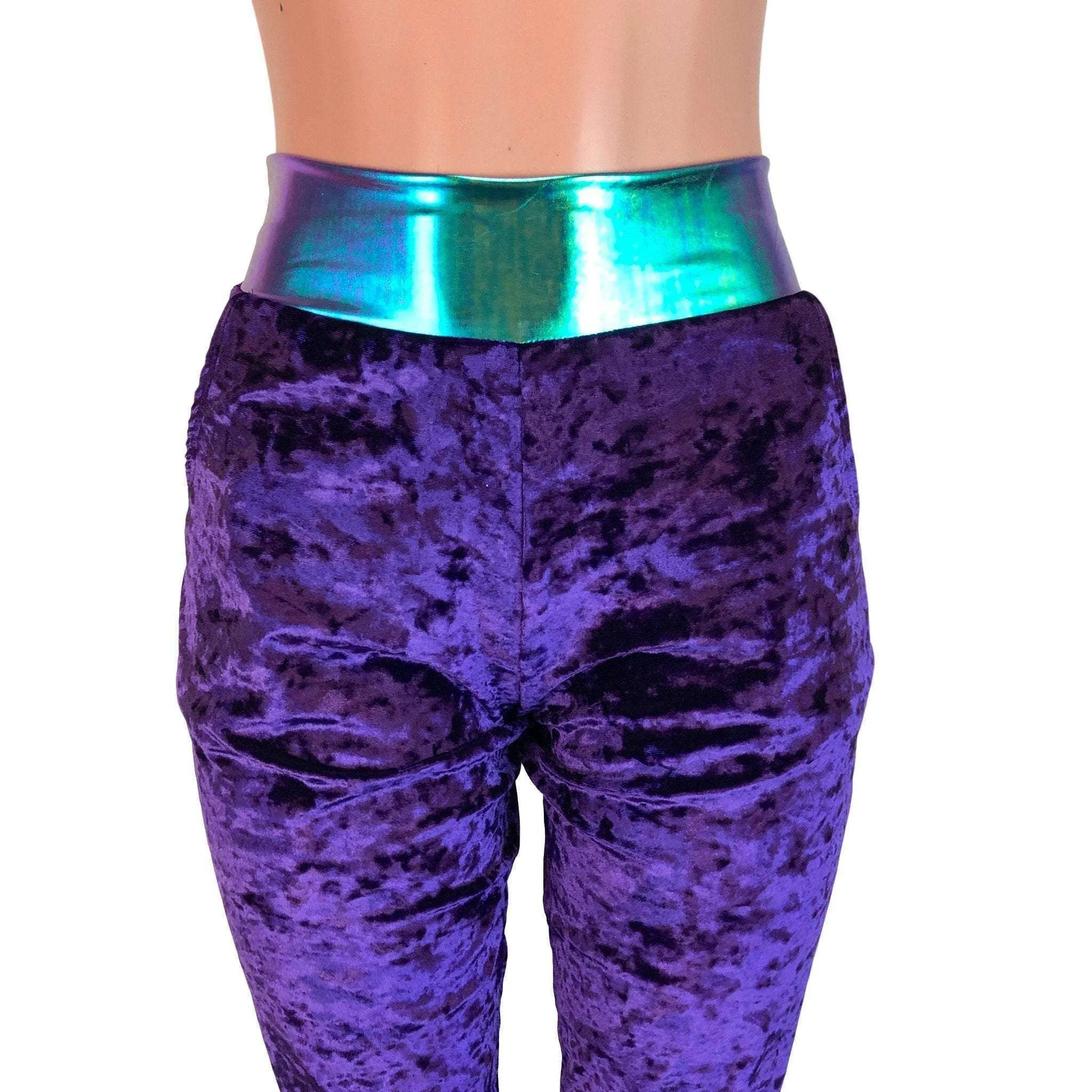 Purple Crushed Velvet/Oil Slick Joggers w/ Pockets Women's