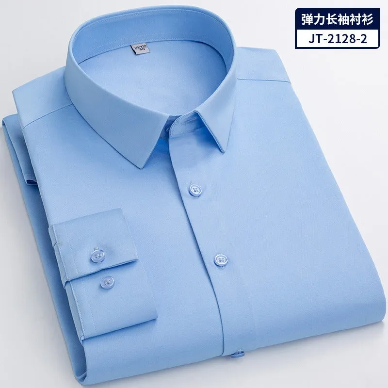 Quick Dry Long Sleeve Shirt High Elasticity Slim Fit Solid Color Formal Dress Shirt  | JT-2128