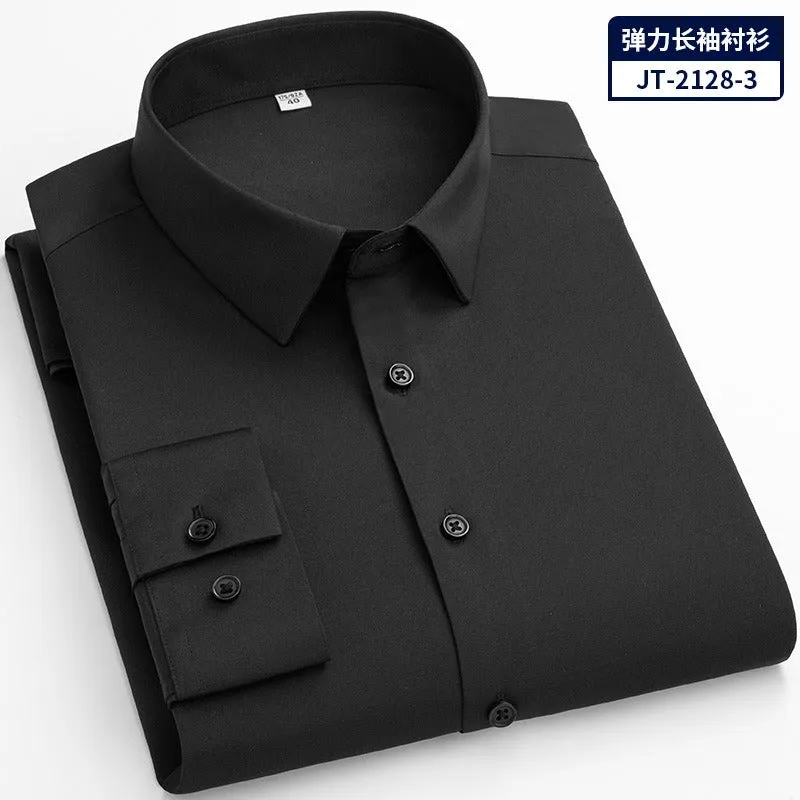 Quick Dry Long Sleeve Shirt High Elasticity Slim Fit Solid Color Formal Dress Shirt  | JT-2128