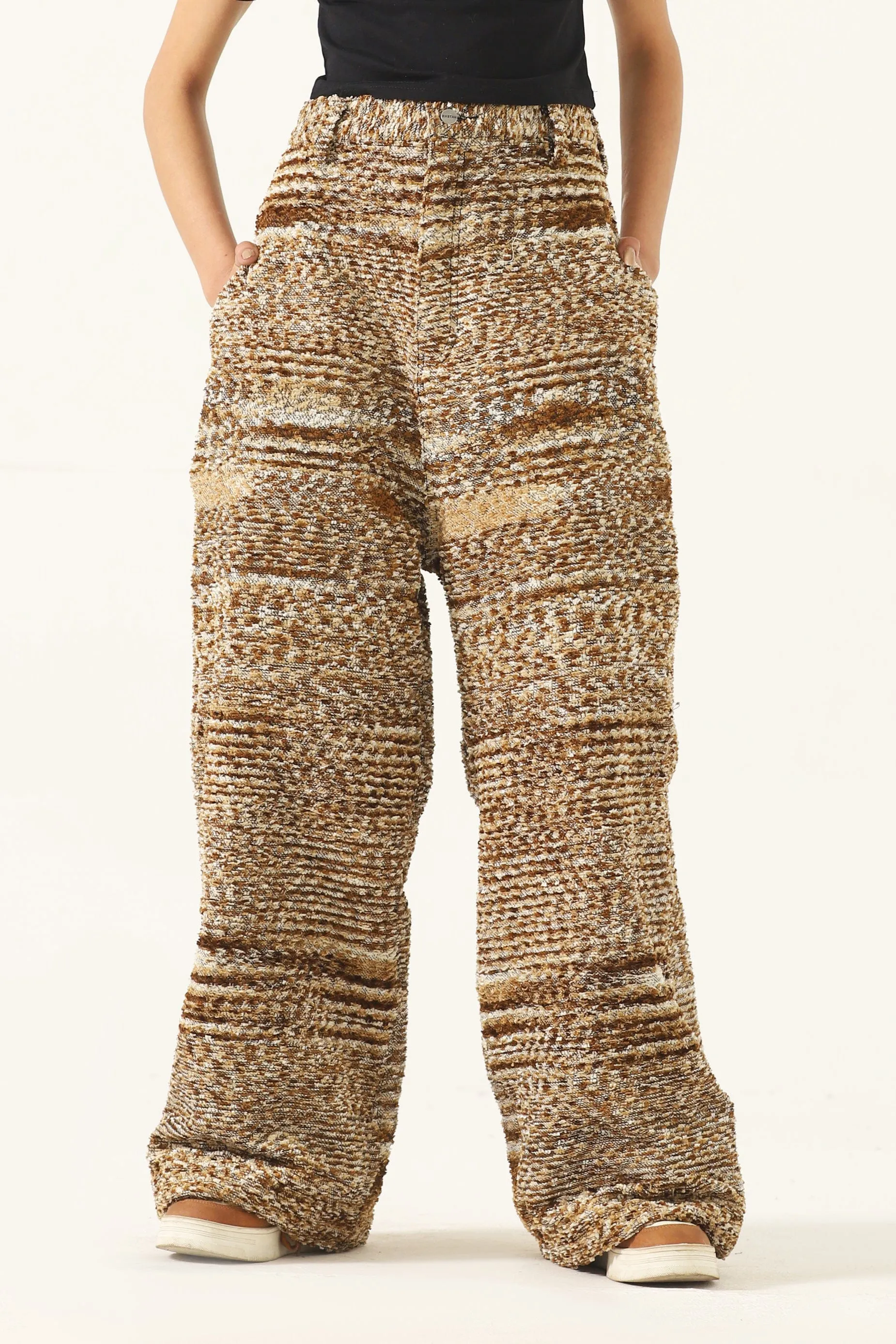 "DISTRESSED VERSES" HANDWOVEN TROUSERS