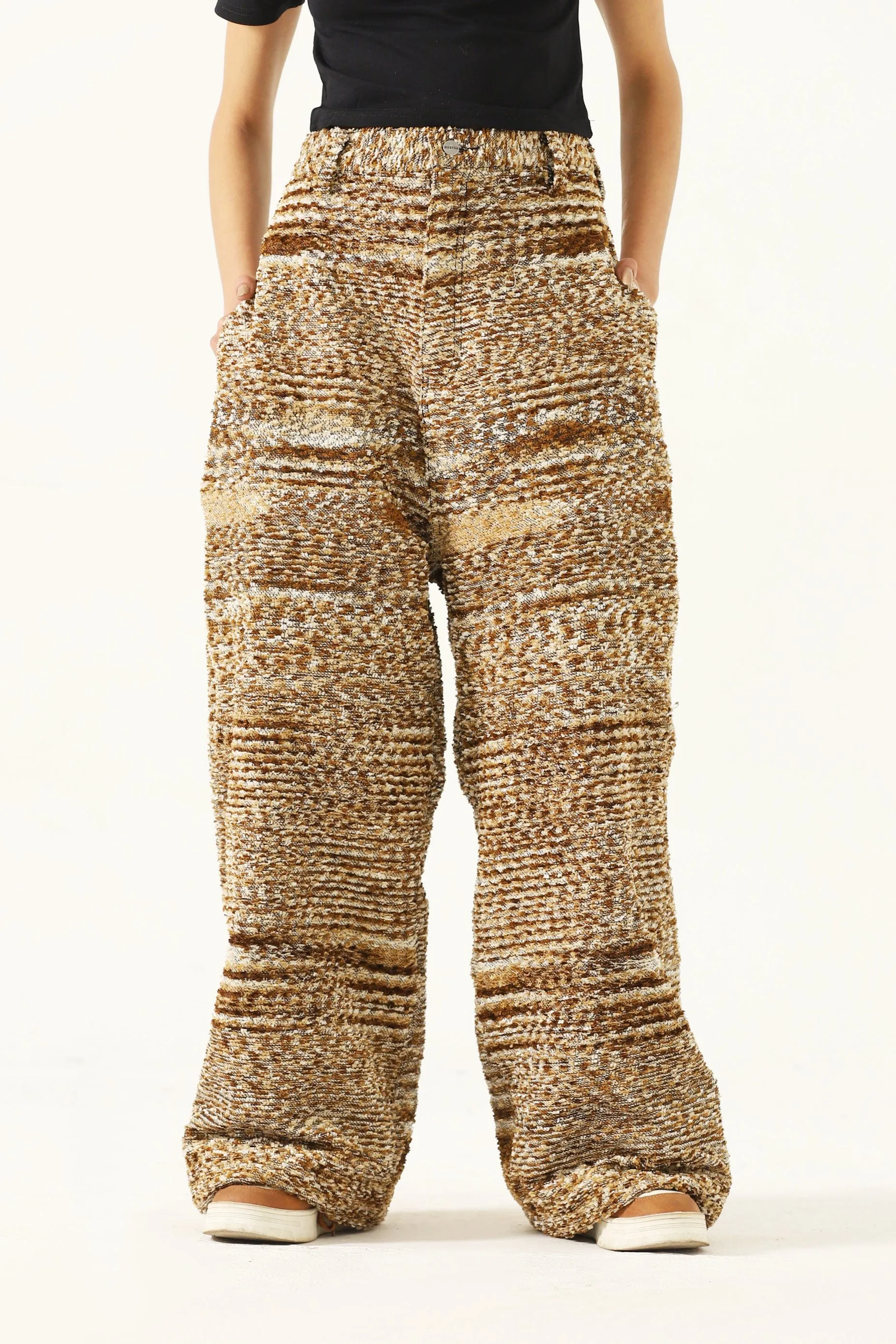 "DISTRESSED VERSES" HANDWOVEN TROUSERS