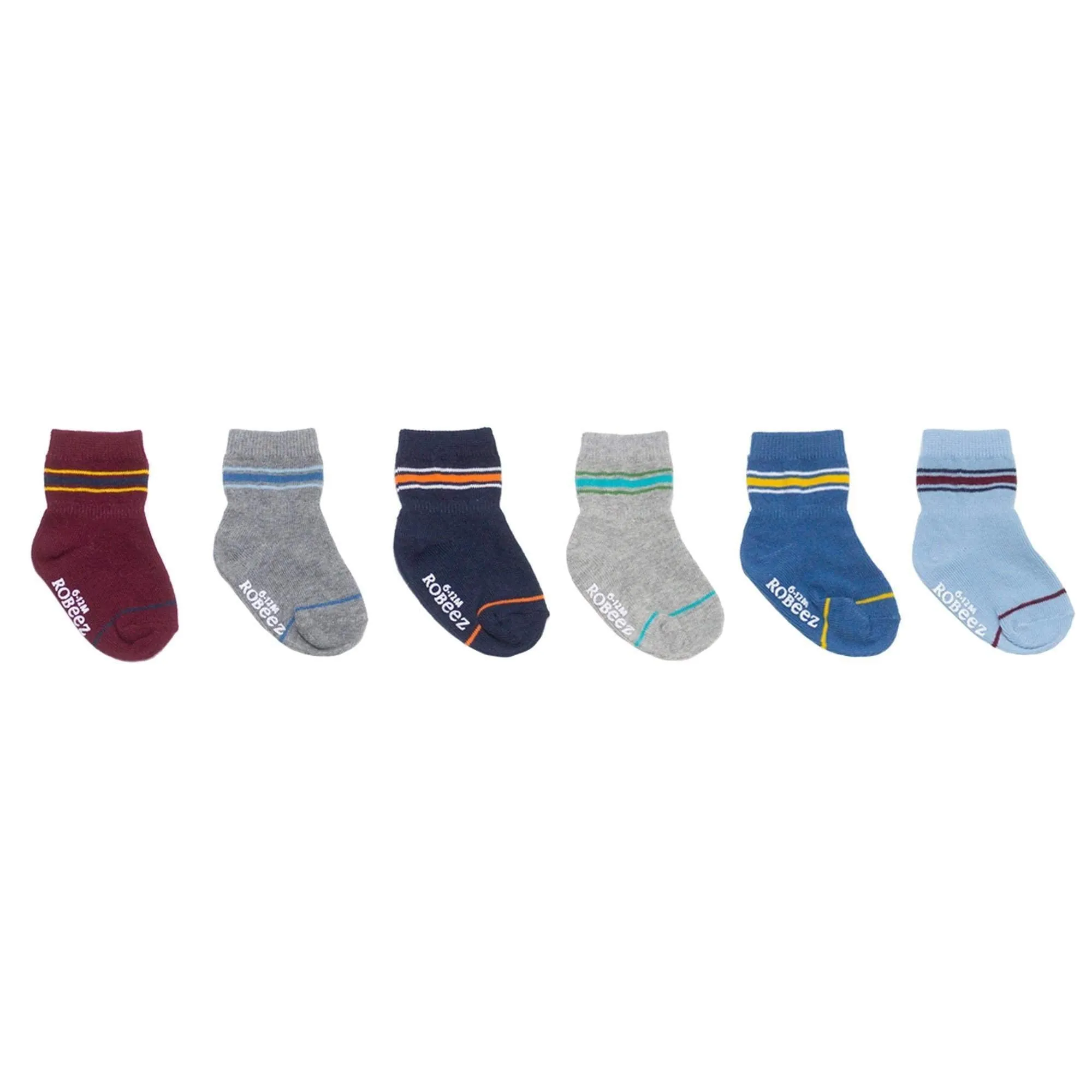 Robeez  6 Pack Infant Socks - Varsity Stripes