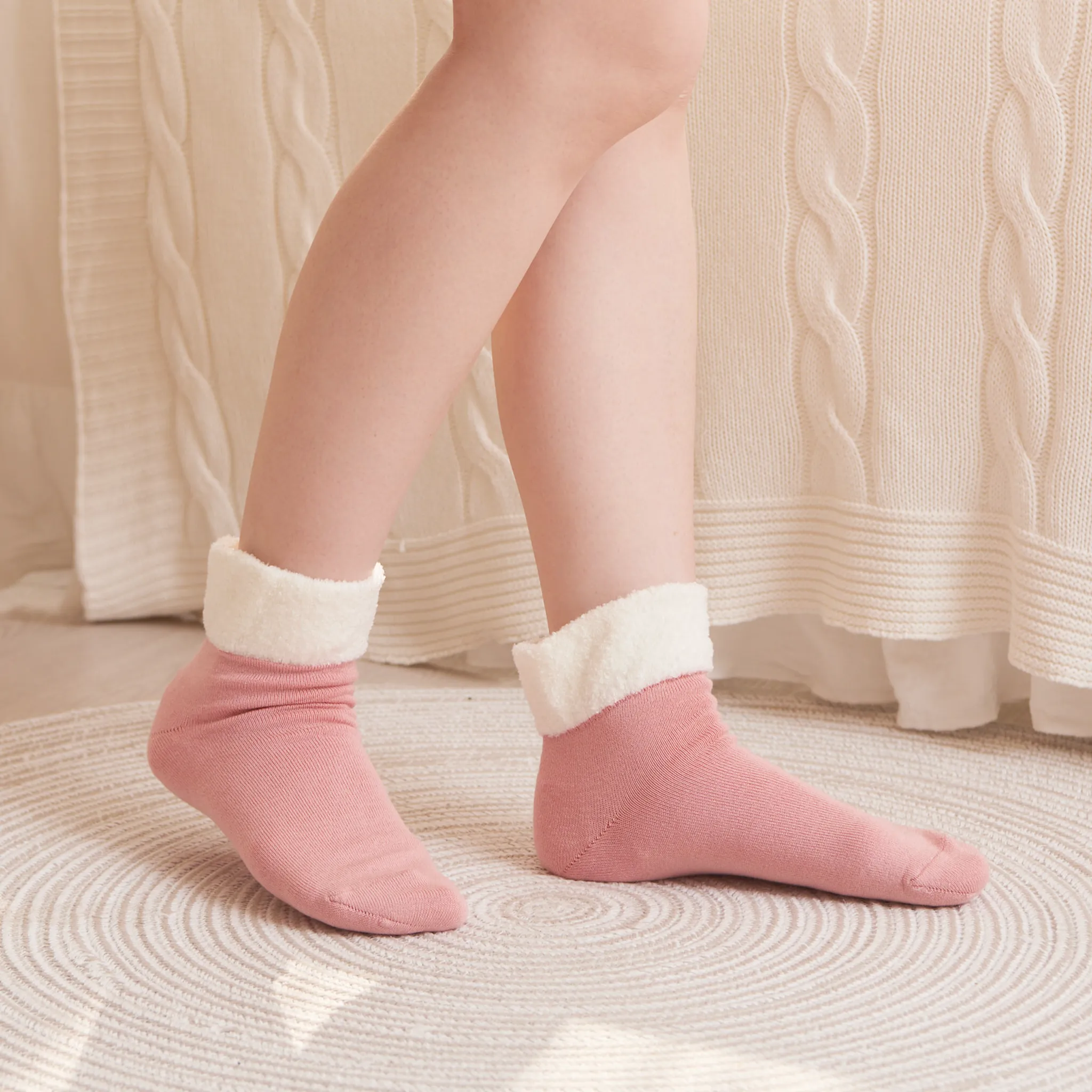 Smooth-heel socks double-layer wool blend [Marshmallow top] - 664