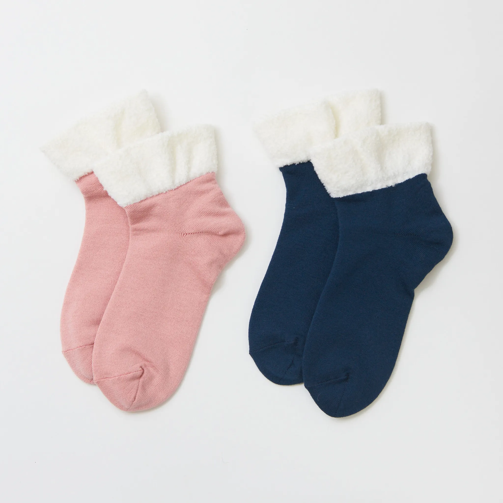 Smooth-heel socks double-layer wool blend [Marshmallow top] - 664