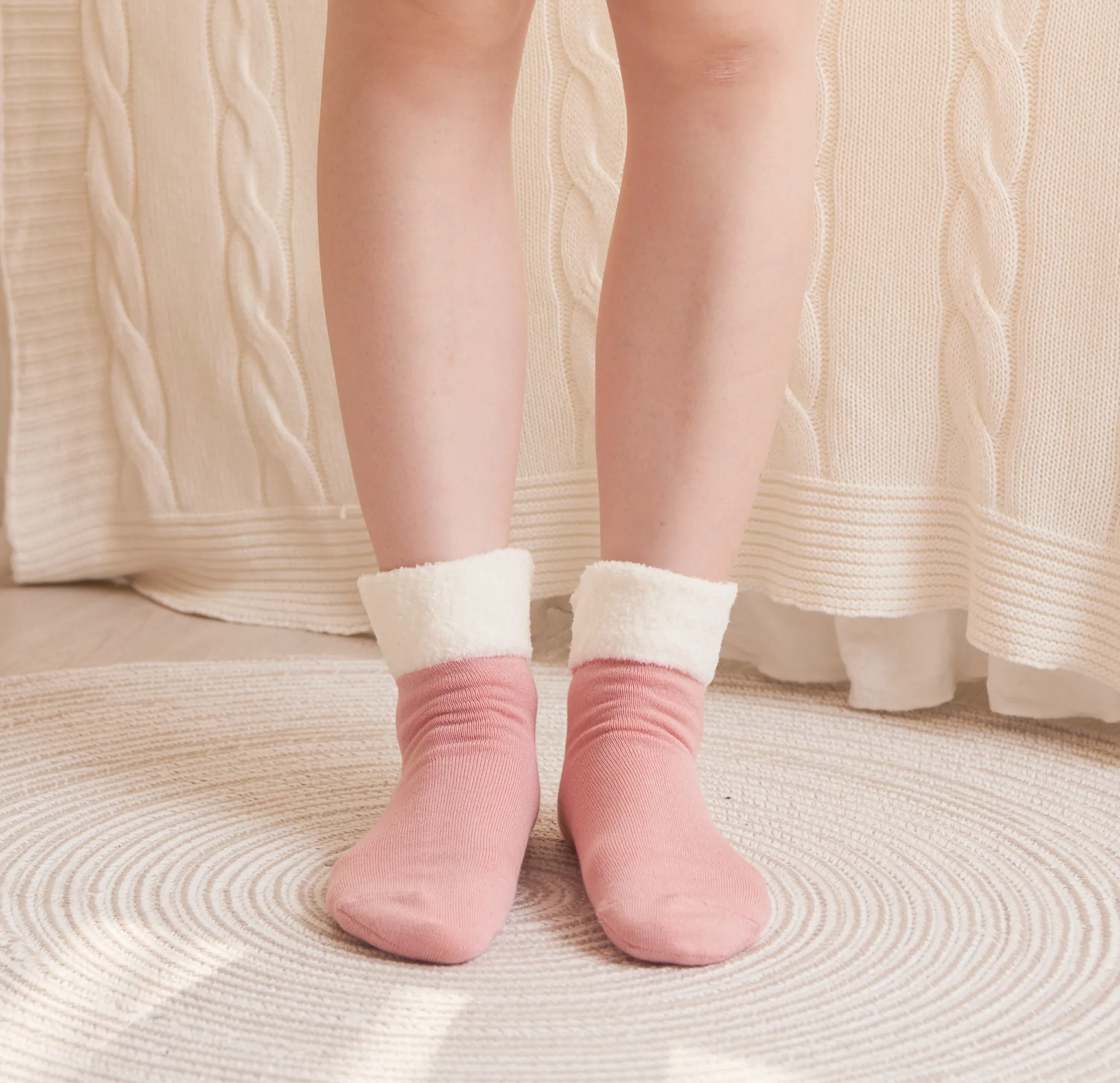 Smooth-heel socks double-layer wool blend [Marshmallow top] - 664